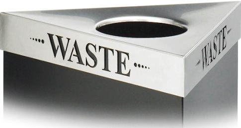 Safco 9560WA Trifecta Waste Lid, Laser cut ''Waste'' inscription, Trifecta collection, Stainless steel lid, 20