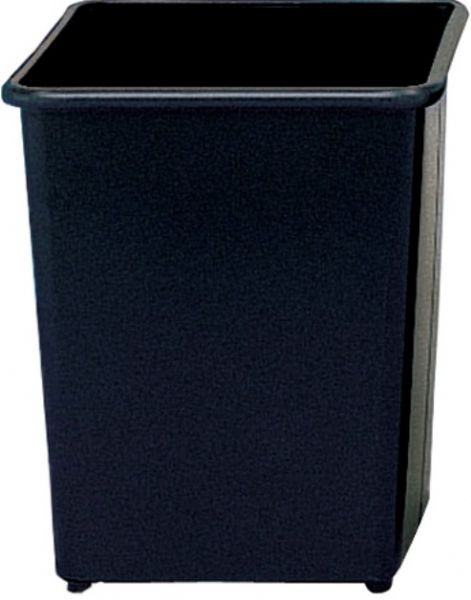Safco 9612BL Square Wastebasket, 31 quart capacity, Puncture-resistant, fire-safe, Heavy-duty steel construction will not burn, melt or emit toxic fumes, No-mar polyethylene feet help protect furniture and floors, 13