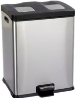 Safco 9634SS Right-Size Recycling Station, 15 gallon capacity, Keeps waste and recyclables separate from each other, Hands free step on receptacle, Made from stainless steel that resists fingerprints, 19" W x 16" D x 25" H Overall, Stainless Steel Finish, UPC 073555963410 (9634SS 9634-SS 9634 SS SAFCO9634SS SAFCO-9634SS SAFCO 9634SS) 