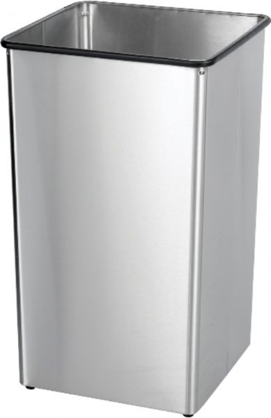 Safco 9663SS Stainless Steel 36-Gallon Receptacle Base, Can be used with plastic bag or a rigid plastic liner, No-mar nylon feet and matching color vinyl bumpers, 18