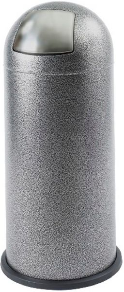 Safco 9675NC Black Speckle Push Top Dome Receptacles, Galvanized inner liner, 15 Gallons Capacity, Puncture-resistant and fire safe steel, Recommended for indoor use only, Durable, Black Speckle finish, 16.50