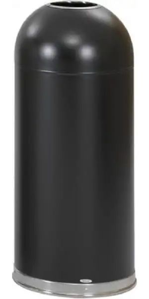 Safco 9676NC Open Top Dome Receptacles, 15 Gallons Capacity, Round Shape, Galvanized inner liner, Puncture-resistant and fire safe steel, Recommended for indoor use only, Durable Black Speckle finish will not show fingerprints, 16.50