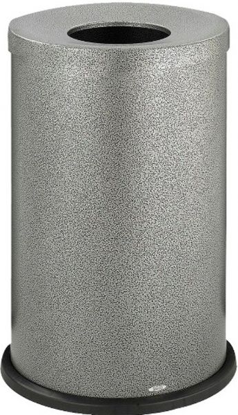 Safco 9677NC Black Speckle Open Top Receptacles, Rolled rim and double lock seams for durable long life, Durable Black Speckle finish will not show fingerprints, Constructed with the highest quality, puncture-resistant, fire-safe steel, 35 gallon capacity, 28.5