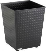 Safco 9733BL Checks Wastebasket, 6 gallon capacity, Rubber feet on the bottom prevent scuffing, Steel construction, Steel wastebaskets feature a modern design with a unique stamped finish, 12.5" H x 10.5" W x 10.5" D, Black Color, Set of 3, UPC 073555973327 (9733BL 9733-BL 9733 BL SAFCO9733BL SAFCO-9733BL SAFCO 9733BL) 
