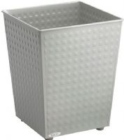 Safco 9733GR Checks Wastebasket, 6 gallon capacity, Rubber feet on the bottom prevent scuffing, Steel construction, Steel wastebaskets feature a modern design with a unique stamped finish, 12.5" H x 10.5" W x 10.5" D, Gray Color, Set of 3, UPC 073555973334 (9733GR 9733-GR 9733 GR SAFCO9733GR SAFCO-9733GR SAFCO 9733GR) 