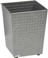 Safco 9733NC Checks Wastebasket, 6 gallon capacity, Rubber feet on the bottom prevent scuffing, Steel construction, Steel wastebaskets feature a modern design with a unique stamped finish, 12.5" H x 10.5" W x 10.5" D, Black Speckle Color, Set of 3, UPC 073555973303 (9733NC 9733-NC 9733 NC SAFCO9733NC SAFCO-9733NC SAFCO 9733NC) 