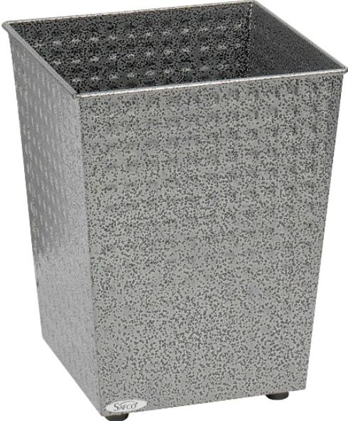 Safco 9733NC Checks Wastebasket, 6 gallon capacity, Rubber feet on the bottom prevent scuffing, Steel construction, Steel wastebaskets feature a modern design with a unique stamped finish, 12.5