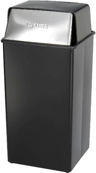 Safco 9895 Reflections Fire-Safe Push Top Square Receptacle, Large 36 gallon capacity, Double lock seams for durable long service, Constructed with the highest quality fire-safe steel, UPC 073555560305 (9895 SAFCO9895 SAFCO-9895 SAFCO 9895)