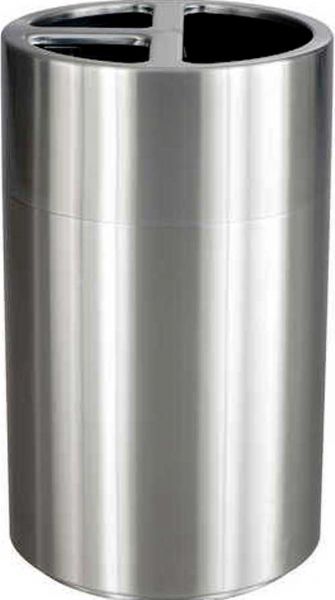 Safco 9941SS Triple Recycling Receptacle, 3-chamber receptacle, Total 40-gallon capacity, One 20-gallon compartment, Two 10-gallon compartment, Removable lid, Sleek aesthetic, Stainless finish, Aluminum construction, UPC 073555994117 (9941SS 9941-SS 9941 SS SAFCO9941SS SAFCO-9941-SS SAFCO 9941 SS)