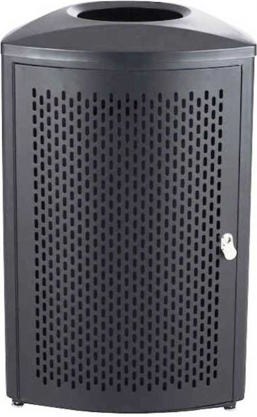Safco 9961BL Nook Indoor Waste Receptacle, 13 gallon Volume Capacity, Triangular shape, Perforated panels, Rigid plastic liner, Latch on the front door, Steel construction, Powder coat finish, UPC 073555996128, Black Finish (9961BL 9961-BL 9961 BL SAFCO9961BL SAFCO-9961-BL SAFCO 9961 BL)