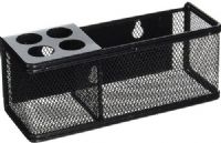 Safco 3612BL Onyx Mesh Marker Organizer with Basket, Rare earth magnets, 3" Adjustability - Height, Mounts on any steel wall, Supply basket for smaller items, Design for heavy-duty use, Steel mesh construction, Powder coat finish, Black Finish, UPC 73555361223 (3612BL 3612-BL 3612 BL SAFCO3612BL SAFCO-3612-BL SAFCO 3612 BL) 