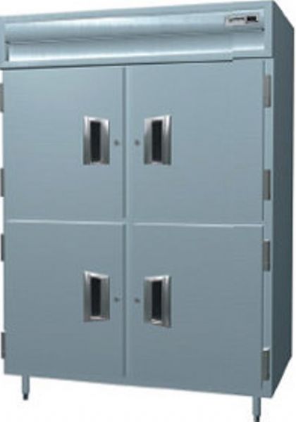 Delfield SAH2-SH Solid Half Door Two Section Reach In Heated Holding Cabinet - Specification Line, 16 Amps, 60 Hertz, 1 Phase, 120/208-240 Voltage, 1,080 - 2,160 Watts, Full Height Cabinet Size, 51.92 cu. ft. Capacity, Thermostatic Control, Solid Door, Shelves Interior Configuration, 4 Number of Doors, 2 Sections, Easy-to-use electronic controls, 6