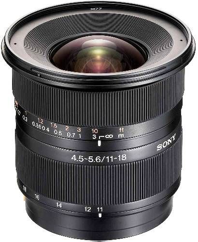 Sony SAL1118 DT 1118 mm F4.55.6 Wide Zoom Lens; Fits with 35 mm Full Frame 2, or APS-C format A-mount cameras; High contrast throughout the zoom range; Circular aperture for beautiful defocus effects; Aspherical lens elements and ED glass ensure clarity; Internal focusing for fast, agile autofocus operation; 35 mm equivalent focal length 16.527 mm; UPC 027242694293 (SAL-1118 SAL 1118)