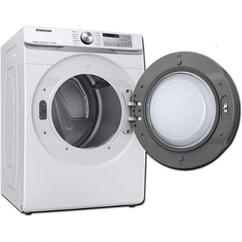 Samsung DVE50R8500W Smart Electric Dryer With 7.5 cu.ft. Capacity, 12 Dry Cycles, 5 Temperature Settings, Steam Cycle, Energy Star Certified, Steam Sanitize+, Drum Lighting, Sensor Dry, Child Lock In White, 27