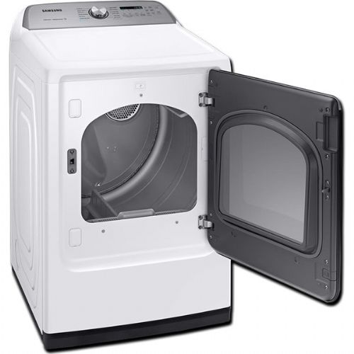 Samsung DVE54R7600W Electric Dryer With 7.4 cu.ft. Capacity, 12 Dry Cycles, 5 Temperature Settings, Steam Cycle, Energy Star Certified, SmartCare, Steam Sanitize+, Sensor Dry, Child Lock, Drum Lighting In White; The Steam Sanitize+ cycle removes 99.9 percent of germs and bacteria, over 95 percent of pollen, and kills 100 percent of dust mites; UPC 887276347998 (SAMSUNGDVE54R7600W SAMSUNG DVE54R7600W DVE54R7600W/A3 ELECTRIC DRYER WHITE)