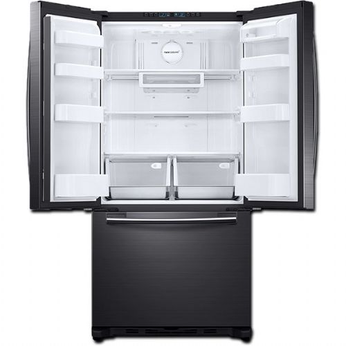 Samsung RF20HFENBSG Freestanding French Door Refrigerator With 19.4 cu.ft. Total Capacity, 3 Glass Shelves, 6.6 cu.ft. Freezer Capacity, Crisper Drawer, Automatic Defrost, Ice Maker, EZ-Open Handle In Black Stainless Steel, 33