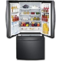 Samsung RF220NCTASG Freestanding French Door Refrigerator With 21.8 cu.ft. Total Capacity, 5 Glass Shelves, 7.0 cu.ft. Freezer Capacity, Crisper Drawer, Automatic Defrost, Ice Maker, In Black Stainless Steel, 30"; If you like to buy in bulk, the RF221 refrigerator easily accommodates your shopping list; Maximize your storage space, one shelf at a time; UPC 887276174693 (SAMSUNGRF220NCTASG SAMSUNG RF220NCTASG RF220NCTASG/AA FREESTANDING REFRIGERATOR BLACK) 