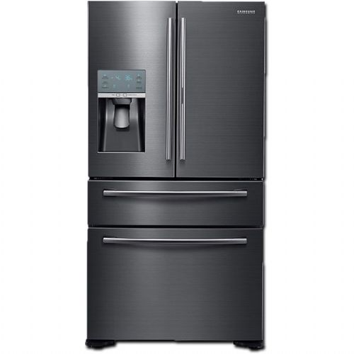 Samsung RF22KREDBSG Freestanding Counter Depth 4 Door French Door Refrigerator With 22.4 cu.ft. Total Capacity, 5 Glass Shelves, 9.6 cu.ft. Freezer Capacity, External Water Dispenser, Crisper Drawer, Automatic Defrost, Energy Star Certified, Ice Maker, Twin Cooling System, FlexZone Drawer, Metal Cooling In Black Stainless Steel, 36