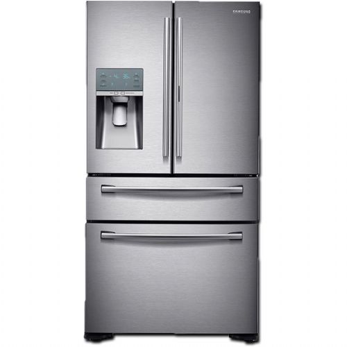 Samsung RF22KREDBSR Freestanding Counter Depth 4 Door French Door Refrigerator With 22.4 cu.ft. Total Capacity, 5 Glass Shelves, 9.6 cu.ft. Freezer Capacity, External Water Dispenser, Crisper Drawer, Automatic Defrost, Energy Star Certified, Ice Maker, Twin Cooling System, FlexZone Drawer, Metal Cooling In Stainless Steel, 36