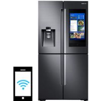 Samsung RF22N9781SG Smart Freestanding Counter Depth 4 Door French Door Refrigerator With 22 cu.ft. Total Capacity, Wi-Fi Enabled, 4 Glass Shelves, 8.8 cu.ft. Freezer Capacity, External Water Dispenser, Crisper Drawer, Energy Star Certified, Ice Maker, FlexZone, Family Hub In Black Stainless Steel, 36"; Use your voice to add items to your shopping lists; UPC 887276259260 (SAMSUNGRF22N9781SG SAMSUNG RF22N9781SG FREESTANDING REFRIGERATOR BLACK) 