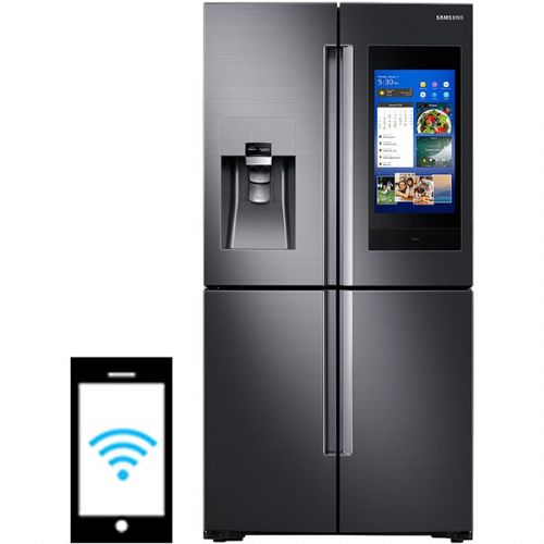 Samsung RF22N9781SG Smart Freestanding Counter Depth 4 Door French Door Refrigerator With 22 cu.ft. Total Capacity, Wi-Fi Enabled, 4 Glass Shelves, 8.8 cu.ft. Freezer Capacity, External Water Dispenser, Crisper Drawer, Energy Star Certified, Ice Maker, FlexZone, Family Hub In Black Stainless Steel, 36