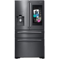 Samsung RF22NPEDBSG Smart Freestanding Counter Depth 4 Door French Door Refrigerator With 21.9 cu.ft. Total Capacity, Wi-Fi Enabled, 5 Glass Shelves, 6.5 cu.ft. Freezer Capacity, External Water Dispenser, Crisper Drawer, Energy Star Certified, Ice Maker, FlexZone Drawer, Family Hub In Black Stainless Steel, 36"; Use your voice to add items to your shopping lists; UPC 887276258836 (SAMSUNGRF22NPEDBSG SAMSUNG RF22NPEDBSG RF22NPEDBSG/AA FREESTANDING BLACK STAINLESS STEEL 36") 