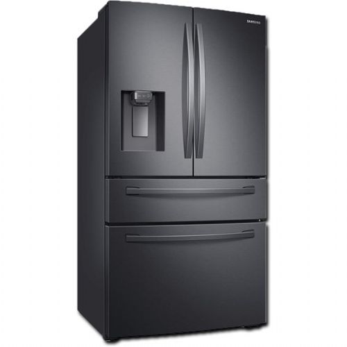 Samsung RF24R7201SG Smart Freestanding Counter Depth 4 Door French Door Refrigerator with 22.6 cu.ft. Total Capacity, Wi-Fi Enabled, 5 Glass Shelves, 6.5 cu.ft. Freezer Capacity, External Water Dispenser, Crisper Drawer, Automatic Defrost, Energy Star Certified, ADA Compliant, Ice Maker, ADA Compliant, Twin Cooling System, EZ-Open Handle, FlexZone Drawer in Black Stainless Steel, 36