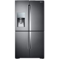 Samsung RF28K9380SG Freestanding 4 Door French Door Refrigerator With 27.8 cu.ft. Total Capacity, 4 Glass Shelves, 5.75 cu.ft. Freezer Capacity, External Water Dispenser, Crisper Drawer, Frost Free Defrost, Energy Star Certified, Ice Maker, FlexZone, Triple Cooling In Black Stainless Steel, 36"; Food showcase, an outer door provides quick and easy access to on-the-go items; UPC 887276144405 (SAMSUNGRF28K9380SG SAMSUNG RF28K9380SG RF28K9380SG/AA FREESTANDING BLACK STAINLESS STEEL 36") 