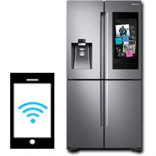 Samsung RF28N9780SR Smart Freestanding 4 Door French Door Refrigerator With 27.9 cu.ft. Total Capacity, Wi-Fi Enabled, 5 Glass Shelves, 5.75 cu.ft. Freezer Capacity, Internal Water Dispenser, Crisper Drawer, Automatic Defrost, Energy Star Certified, Ice Maker, FlexZone Drawer, Triple Cooling, Family Hub In Stainless Steel, 36