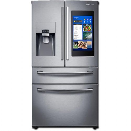 Samsung RF28NHEDBSR Smart Freestanding 4 Door French Door Refrigerator with 27.7 cu. ft. Total Capacity, Wi-Fi Enabled, 5 Glass Shelves, 8.3 cu. ft. Freezer Capacity, External Water Dispenser, Crisper Drawer, Energy Star Certified, Ice Maker, FlexZone Drawer, WiFi Connect, Family Hub in Stainess Steel, 36