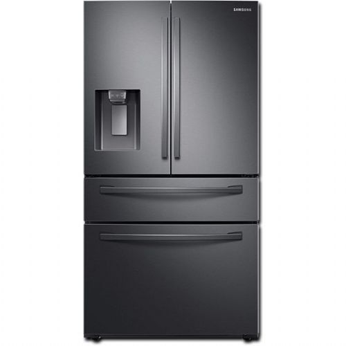 Samsung RF28R7201SG Smart Freestanding 4 Door French Door Refrigerator With 28 cu.ft. Total Capacity, Wi-Fi Enabled, 5 Glass Shelves, 8.3 cu.ft. Freezer Capacity, External Water Dispenser, Crisper Drawer, Automatic Defrost, Energy Star Certified, ADA Compliant, Ice Maker, ADA Compliant, Twin Cooling System, EZ-Open Handle, FlexZone Drawer In Black Stainless Steel, 36