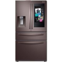 Samsung RF28R7551DT Smart Freestanding Counter Depth 4 Door French Door Refrigerator with 27.7 cu.ft. Total Capacity, Wi-Fi Enabled, 5 Glass Shelves, with Door Lock, External Water Dispenser, Crisper Drawer, Manual Defrost, Energy Star Certified, ADA Compliant, Ice Maker, ADA Compliant, Twin Cooling System, Family Hub, Wi-Fi and Bixby Enabled, FlexZone Drawer in Tuscan Stainless Steel, 36"; UPC 887276345307 (SAMSUNGRF28R7551DT SAMSUNG RF28R7551DT RF28R7551DT/AA) 
