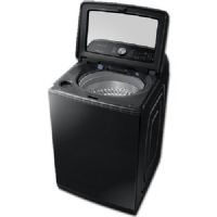 Samsung WA54R7200AV Top Load Washer With 5.4 cu.ft. Capacity, 10 Wash Cycles, 750 RPM, SmartCare, Active Water Jet, Self Clean, Child Lock, VRT In Black Stainless Steel, 28"; Reduces noise and vibration for quiet washing; Improved tub pattern extracts more water more quickly; Keeps your washer tub fresh and clean; Closes smoothly, safely, and quietly; UPC 887276300559 (SAMSUNGWA54R7200AV SAMSUNG WA54R7200AV WA54R7200AV/US TOP LOAD WASHER BLACK) 