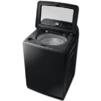 Samsung WA54R7600AV Top Load Washer With 5.4 cu.ft. Capacity, 12 Wash Cycles, 750 RPM, Steam Cycle, SuperSpeed, Active Water Jet, SmartCare, Steam Wash, Self Clean, Child Lock, Steam Sanitize+, VRT In Black, 28"; Fewer loads means less time in the laundry room and more time for you; Wash a full load of laundry in just 36 minutes, without sacrificing cleaning performance; UPC 887276300573 (SAMSUNGWA54R7600AV SAMSUNG WA54R7600AV WA54R7600AV/US TOP LOAD WASHER BLACK) 