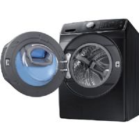 Samsung WF45K6500AV Front Load Washer With 4.5 cu.ft. Capacity, 14 Wash Cycles, 1300 RPM, Steam Cycle, Stainless Steel Drum, Diamond Drum, VRT, SuperSpeed, Steam Wash, Self Clean+, AddWash In Black Stainless Steel, 27"; Conveniently add in forgotten laundry after the cycle has begun with the AddWash door; Wash a full load in 36 minutes; UPC 887276138121 (SAMSUNGWF45K6500AV SAMSUNG WF45K6500AV ADDWASH FRONT LOAD WASHER BLACK STAINLESS STEEL) 