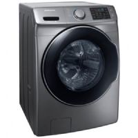 Samsung WF45M5500AP Front Load Washer With 4.5 cu.ft. Capacity, 10 Wash Cycles, 1300 RPM, Steam Cycle, VRT, Self Clean+ In Platinum, 27"; Uses the power of steam to remove stains without pretreatment; Reduces vibration 40 percent more than standard VRT for quiet washing; Based on Owens Corning sounds power testing; Fewer washes, less time in the laundry room; UPC 887276195353 (SAMSUNGWF45M5500AP SAMSUNG WF45M5500AP FRONT LOAD WASHER PLATINUM) 