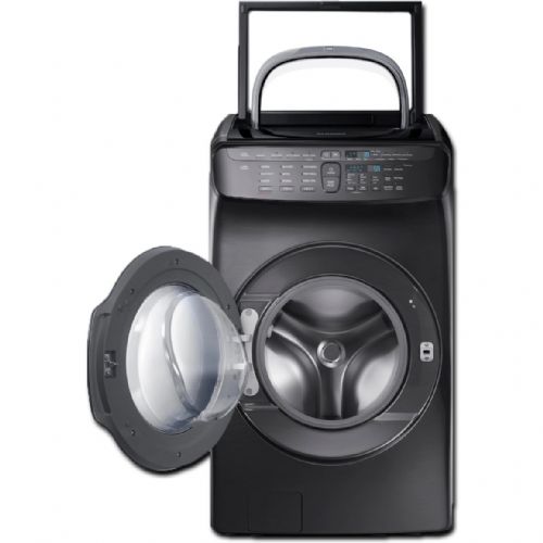 Samsung WV55M9600AV Washer With 5.5 cu.ft. Capacity, 9 Wash Cycles, 1300 RPM, Steam Cycle, VRT, Self Clean+, FlexWash In Black Stainless Steel, 27