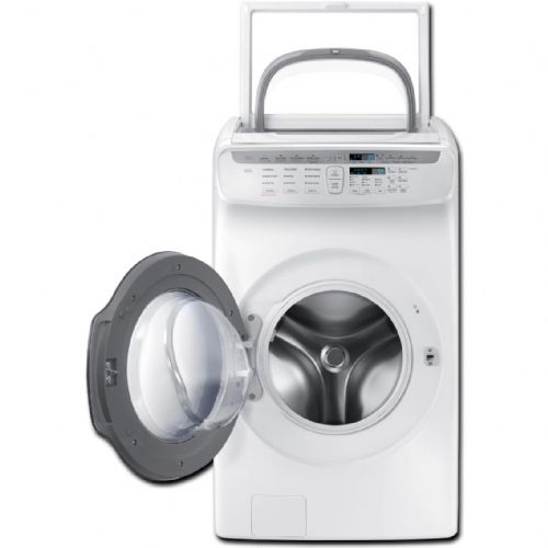 Samsung WV55M9600AW Washer With 5.5 cu.ft. Capacity, 9 Wash Cycles, 1300 RPM, Steam Cycle, VRT, Self Clean+, FlexWash In White, 27