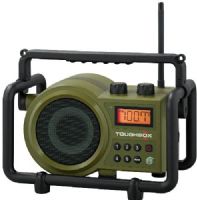 Sangean TB-100 Toughbox FM/AM/Aux-in Ultra Rugged Digital Tuning Radio Receiver, Rain Resistant to JIS4 Standard, Dust Resistant, Shock Resistant, Digital PLL Tuner FM and AM, Rechargeable with Charging LED Indicator, 10 Memory Preset Stations (5 FM, 5 AM), Rugged Rotary Tuning and Volume Control, Durable ABS Plastic Body, UPC 729288070597 (TB100 TB 100) 