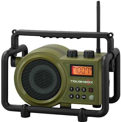 Sangean TB-100 Toughbox FM/AM/Aux-in Ultra Rugged Digital Tuning Radio Receiver, Rain Resistant to JIS4 Standard, Dust Resistant, Shock Resistant, Digital PLL Tuner FM and AM, Rechargeable with Charging LED Indicator, 10 Memory Preset Stations (5 FM, 5 AM), Rugged Rotary Tuning and Volume Control, Durable ABS Plastic Body, UPC 729288070597 (TB100 TB 100)