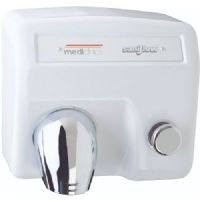 Saniflow E85-UL Push Button Hand Dryer, White Porcelain-Enameled Cast Iron Finish; Maximum Durability; Suitable for Very High Traffic Facilities; Vandal Resistance Applications; Dimensions (WxHxD): 11.12" x 10" x 8.25"; Weight: 26 lbs; UPC 046135540622 (SANIFLOWE85UL SANIFLOW E85-UL E85 HAND DRYER WHITE) 