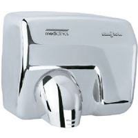 Saniflow E88AC-UL Automatic Hand Dryer, Steel One-piece Cover with Bright (Polished) Chrome Plated Steel Coating 0.07" Thick, Aluminum Centrifugal Turbine with Double Symmetrical Inlet; Vandal-Proof; Nozzle in Chrome; Suitable for Very High Traffic Facilities; Dimensions: 9" x 11" x 12"; Weight: 17 pounds; EAN 6422460000118 (SANIFLOWE88ACUL SANIFLOW E88AC-UL E88AC AUTOMATIC BRIGHT CHROME STEEL) 