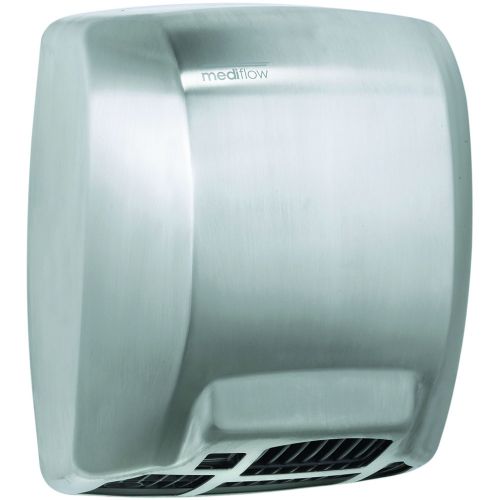Saniflow M02A-UL Mediflow Automatic Hand Dryer with Thermostatic Control System, Metal Sheet One-piece Cover with Satin Finish Maximum Power and Airflow, Maximum Robustness and Vandal-Proof; Airflow Temperature Electronic Regulation; Suitable for Very High Traffic Facilities; Special Mediflow Key Wrench; Silent-Blocks ;Dimensions:15