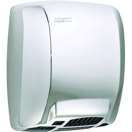 Saniflow M02A-UL Mediflow Automatic Hand Dryer with Thermostatic Control System, Metal Sheet One-piece Cover with Bright Finish Maximum Power and Airflow, Maximum Robustness and Vandal-Proof;Airflow Temperature Electronic Regulation;Suitable for Very High Traffic Facilities;Special Mediflow Key Wrench; Silent-Blocks;Aluminum Asymmetrical Double Inlet Fan Wheel;Dimensions:15
