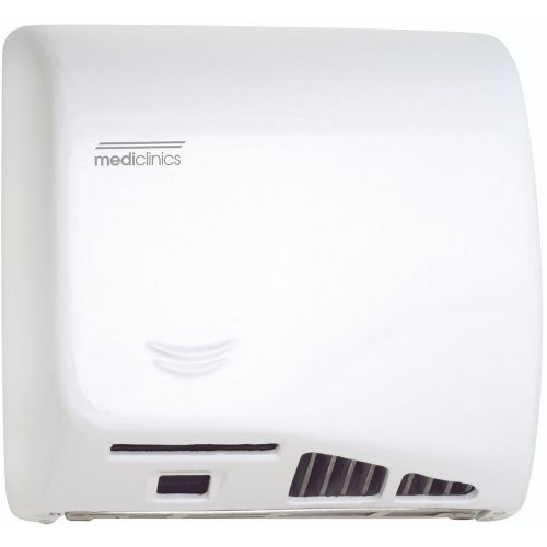 Saniflow M06AF-UL Speedflow Automatic Hand Dryer, One-piece Cast Iron Cover White Porcelain Finish; The Speedflow line of hand dryers is categorized within the eco-fast range of product but with the added value of complying with the requirements of ADAAG for accessibility of public washrooms; Warm air hand dryer; Sensor operated; Maximum power and airflow; Maximum robustness and vandal-proff; EAN 6422460000170 (SANIFLOWM06AFUL SANIFLOW M06AF-UL HAND DRYER WHITE)