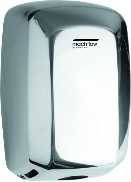 Saniflow M09AC-UL Machflow High Speed Commercial Hand Dryer, One-Piece Stainless Steel Cover, Bright Finish, Universal Voltage; Long lasting with anti-vandalism features; Universal Voltage Adjusts Automatically From 110-240 Volts; High speed motor, maximum speed 202 Miles/Hour; Ecological hand dryer, very low power consumption; Heating element free; 60 second safety timer; EAN 8435265830536 (SANIFLOWM09ACUL SANIFLOW M09AC-UL HAND DRYER BRIGHT)