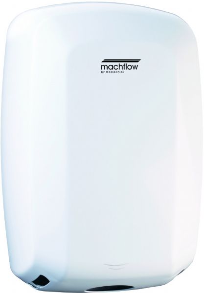 Saniflow M09AC-UL Machflow High Speed Commercial Hand Dryer, One-Piece Stainless Steel Cover, White Epoxy Finish, Universal Voltage; Long lasting with anti-vandalism features; Universal Voltage Adjusts Automatically From 110-240 Volts; High speed motor, maximum speed 202 Miles/Hour; Ecological hand dryer, very low power consumption; Heating element free; 60 second safety timer; EAN 8435265830529 (SANIFLOWM09ACUL SANIFLOW M09AC-UL HAND DRYER WHITE)