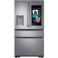 Samsung RF23M8590SR Smart Freestanding Counter Depth 4 Door French Door Refrigerator With 22.2 cu.ft. Total Capacity, Wi-Fi Enabled, 4 Glass Shelves, 6.6 cu.ft. Freezer Capacity, External Water Dispenser, Crisper Drawer, Energy Star Certified, Ice Maker, Twin Cooling System, FlexZone Drawer, Adjustable Shelves, Family Hub, Metal Cooling In Stainless Steel, 36"; UPC 887276198132 (SANSUNGRF23M8590SR SANSUNG RF23M8590SR RF23M8590SR/AA FREESTANDING) 
