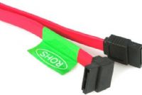 Startech.Com SATA24RA1 SATA to Right Angle SATA Serial ATA Cable, Red, 24 in (609.6 mm) Cable Length, Fast and easy way to connect Serial ATA/150 hard drives to a motherboard, Fast data transfer rate of up to 6 Gbps, Specially designed to improve system airflow and routability, UPC 065030805360 (SATA-24RA1 SATA 24RA1 SATA24-RA1 SATA24 RA1) 
