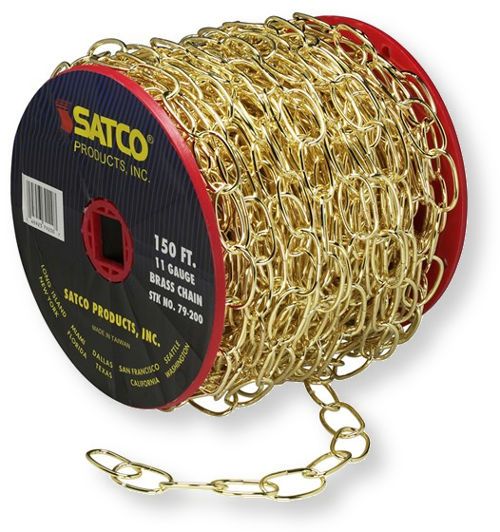 Satco 79-200 Eleven-Gauge Chain, Brass Finish, Length 50 Yards per Reel, Weight 15 Pounds Maximum, UPC 045923792007 (Satco 79-200 Satco 79/200 Satco 79200 Satco79-200 Satco79200 Satco-79-200)